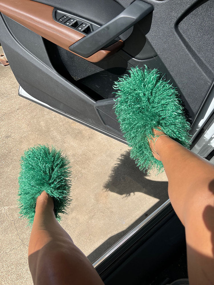 Fluffy Fur Bag & Slides Set