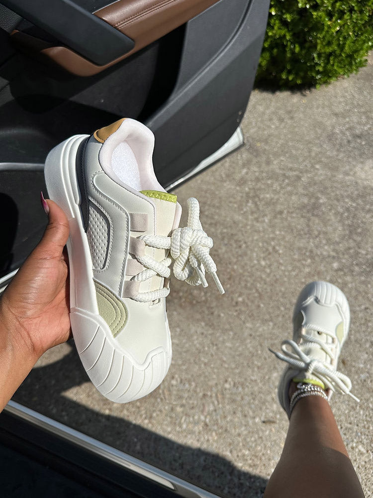 Color Contrast Rubber Toe Sneakers - Elara Row