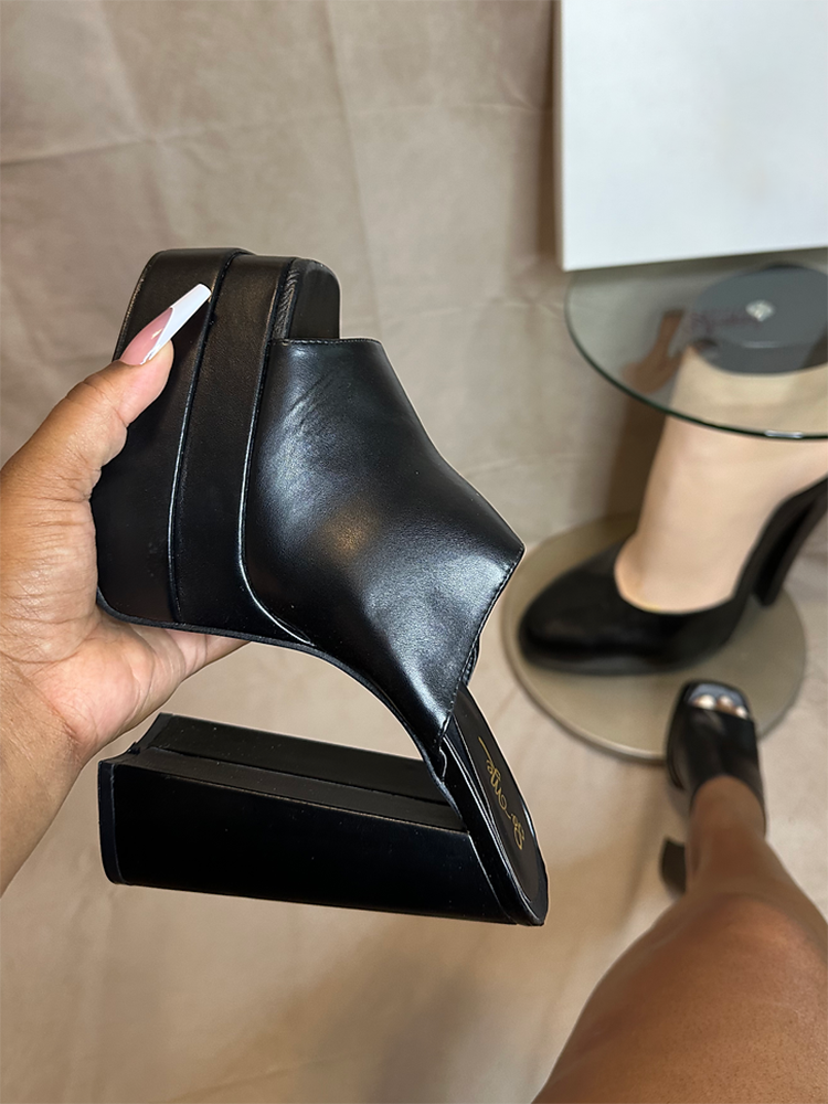 Platform Chunky Heeled Mules