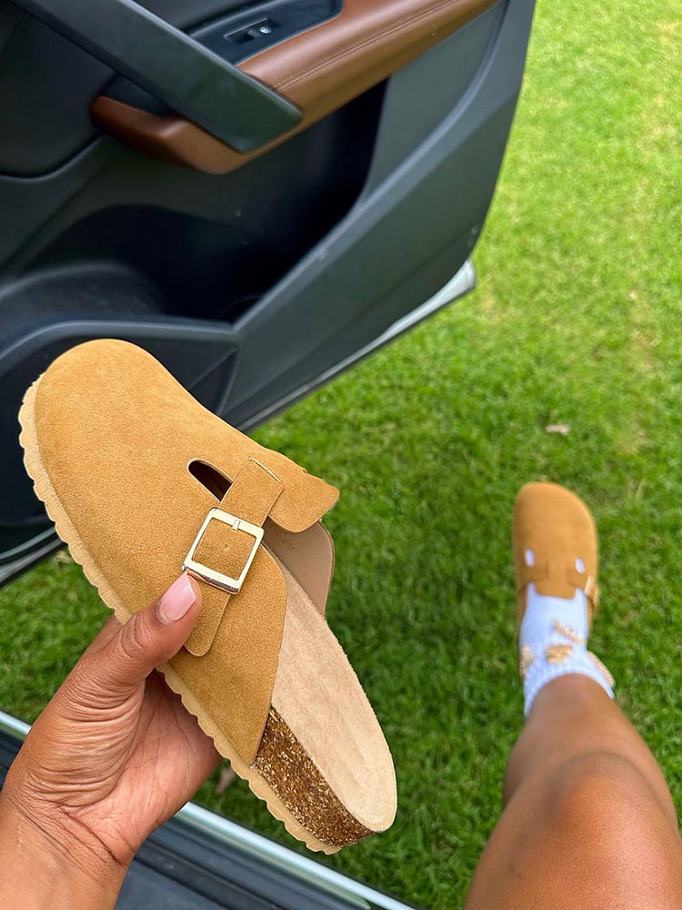 Suede Slip-On Sandals - Elara Row