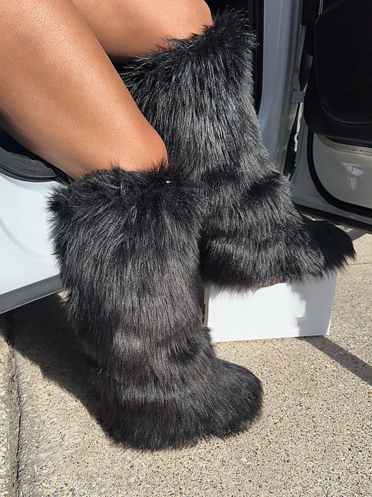 Faux Fur Statement Boots - Elara Row