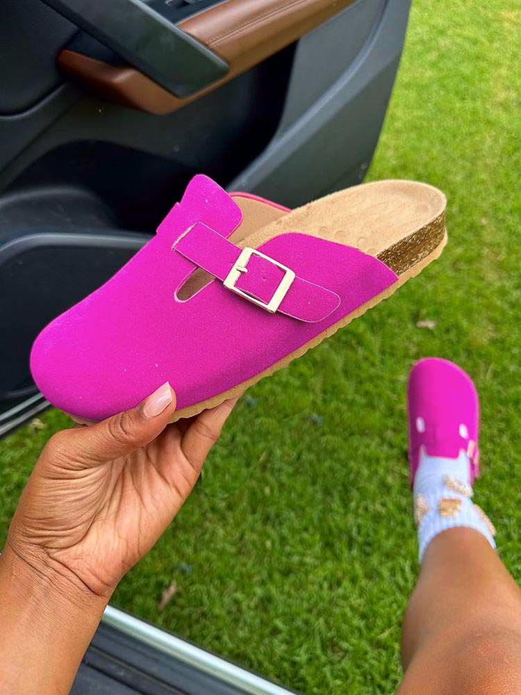 Suede Slip-On Sandals - Elara Row