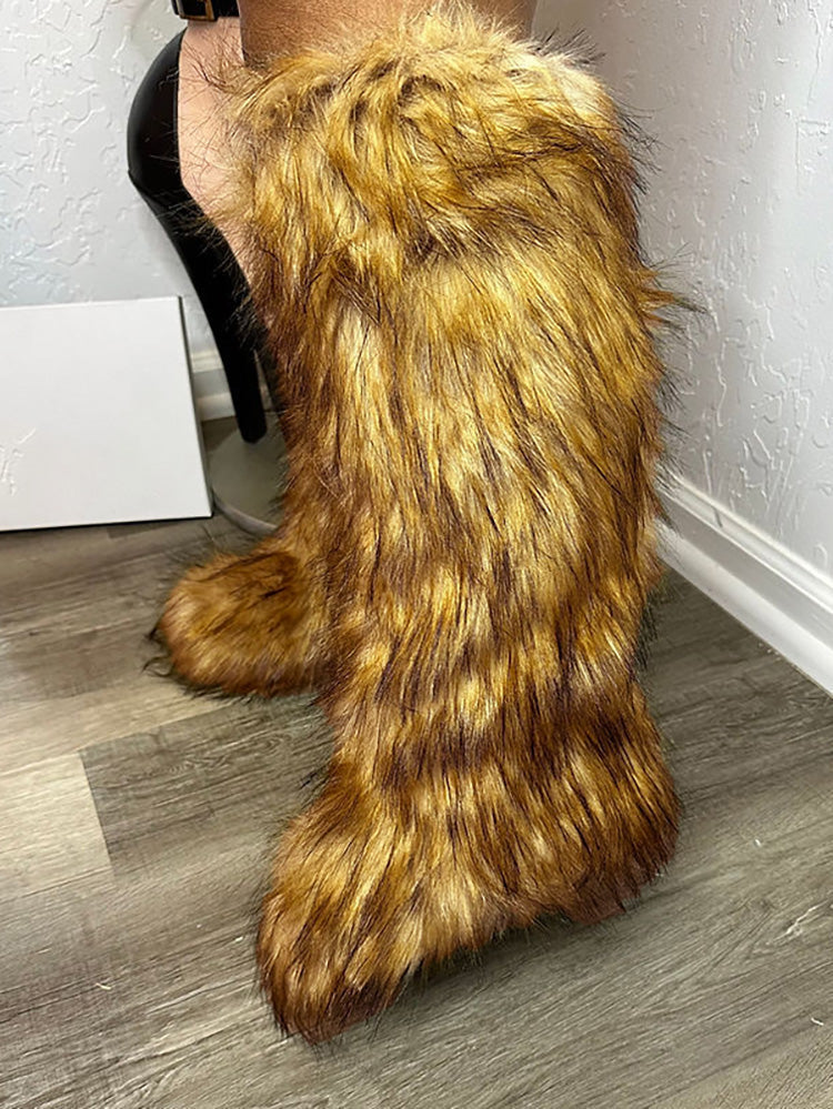 Faux Fur Statement Boots - Elara Row