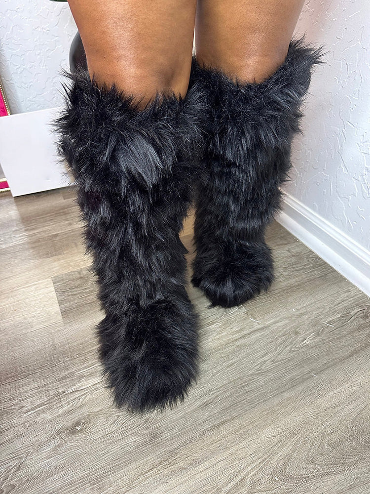 Faux Fur Statement Boots - Elara Row