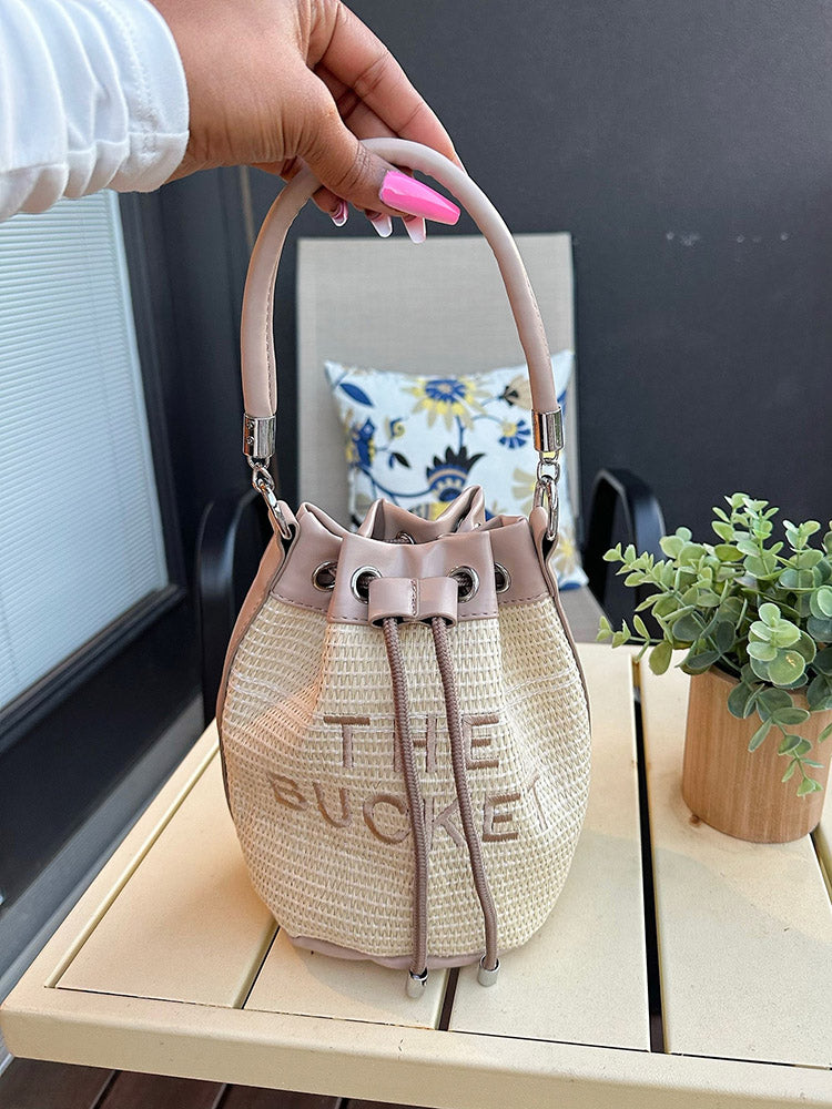 Straw Bucket Bag - Elara Row