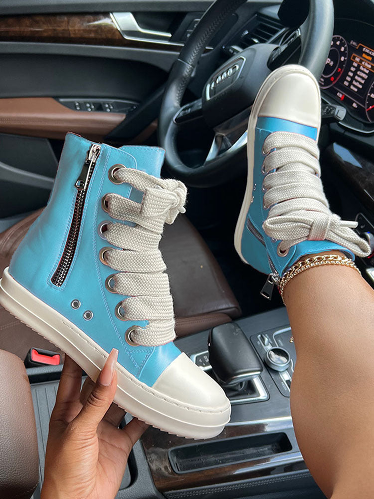 PU High-Top Sneakers - Elara Row