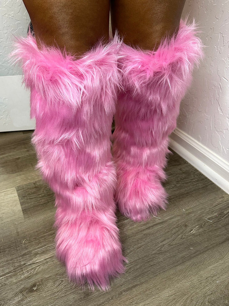 Faux Fur Statement Boots - Elara Row