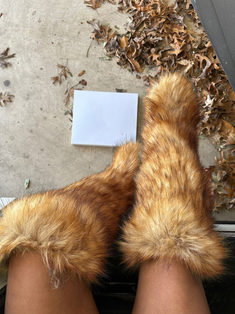 Faux Fur Statement Boots - Elara Row