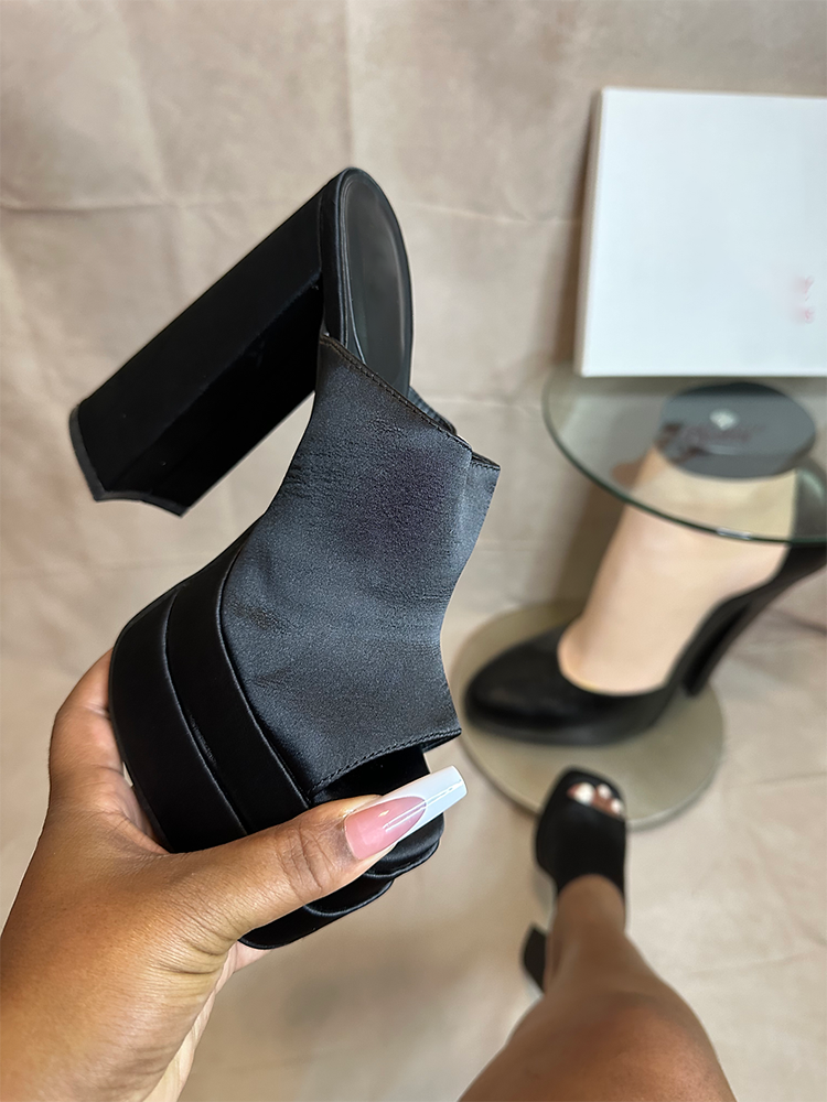 Platform Chunky Heeled Mules