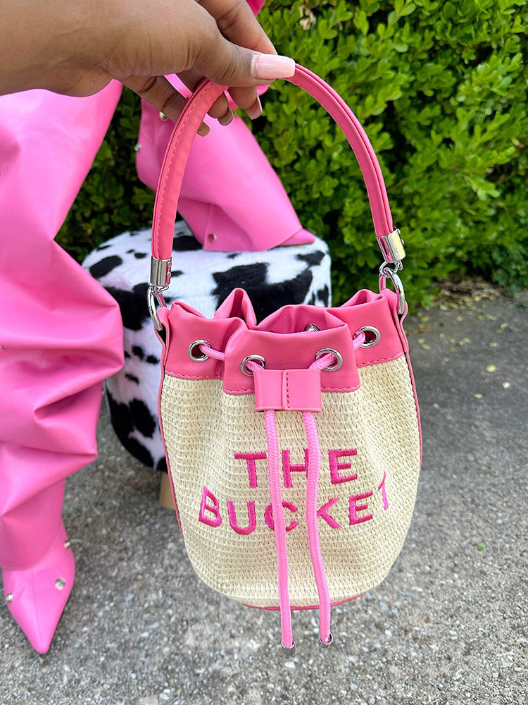 Straw Bucket Bag - Elara Row