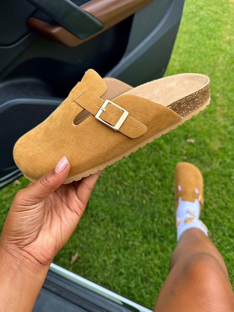 Suede Slip-On Sandals - Elara Row