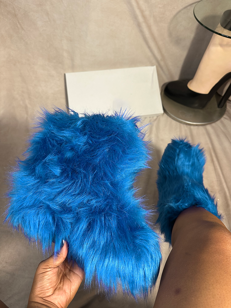 Fluffy Faux Fur Mid-Calf Booties
