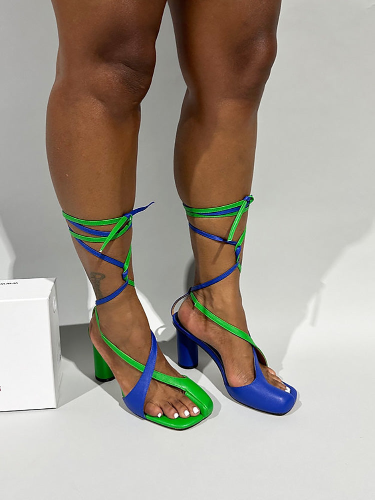 Open Toe Lace-Up Sandals - Elara Row