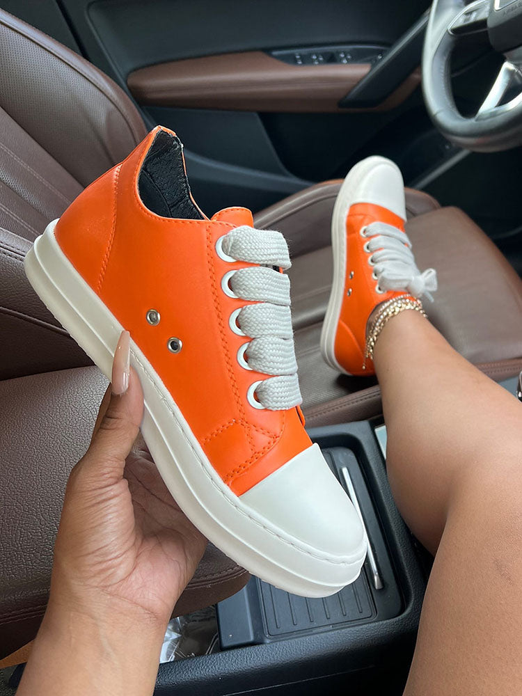 PU Low Top Sneakers - Elara Row