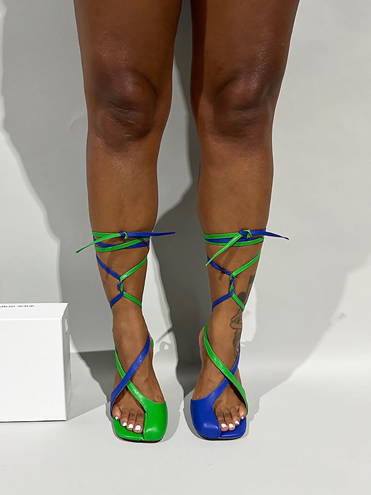 Open Toe Lace-Up Sandals - Elara Row