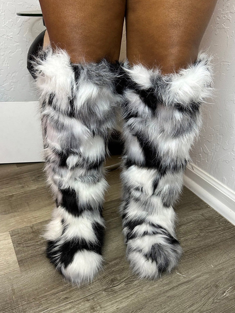 Faux Fur Statement Boots - Elara Row