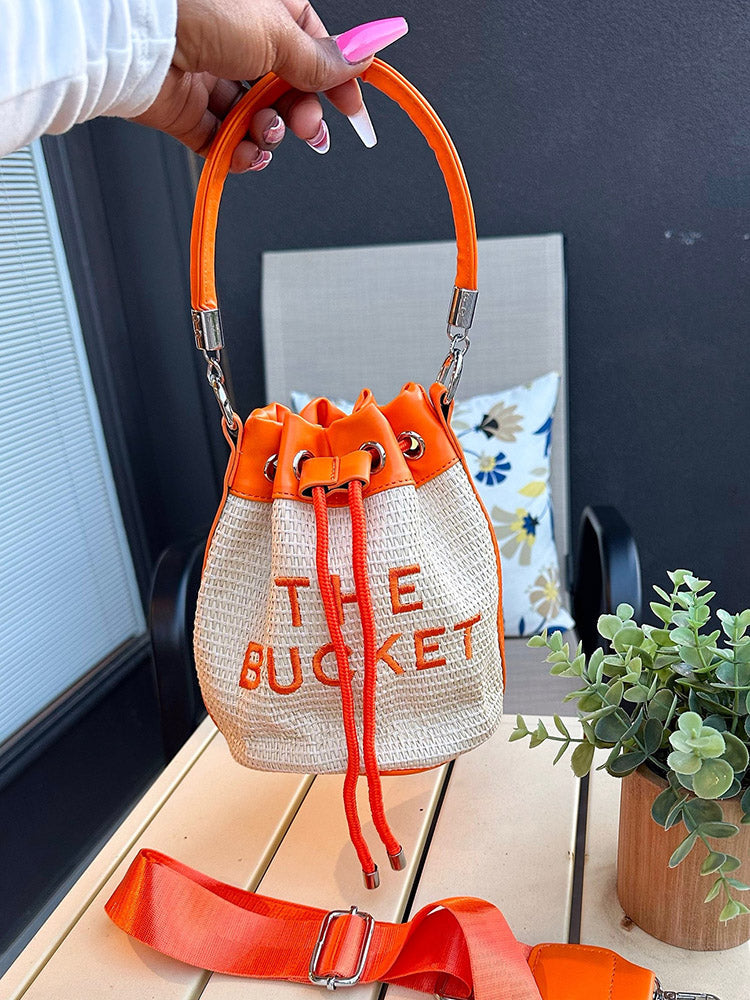 Straw Bucket Bag - Elara Row
