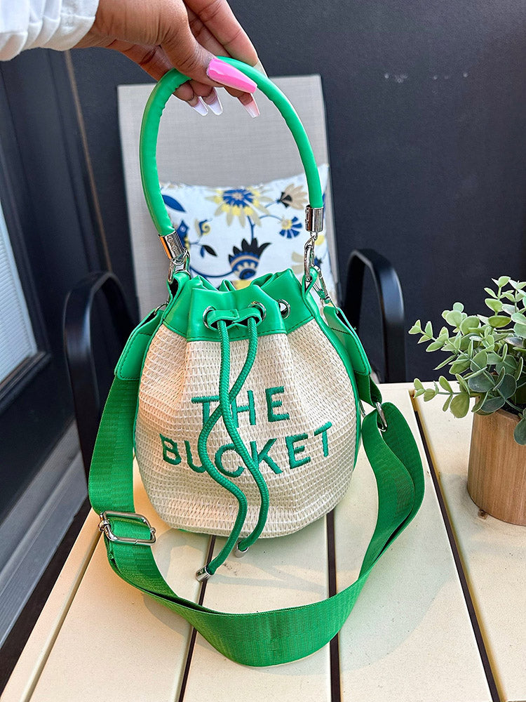 Straw Bucket Bag - Elara Row