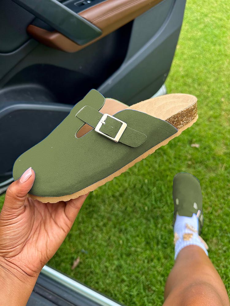 Suede Slip-On Sandals - Elara Row