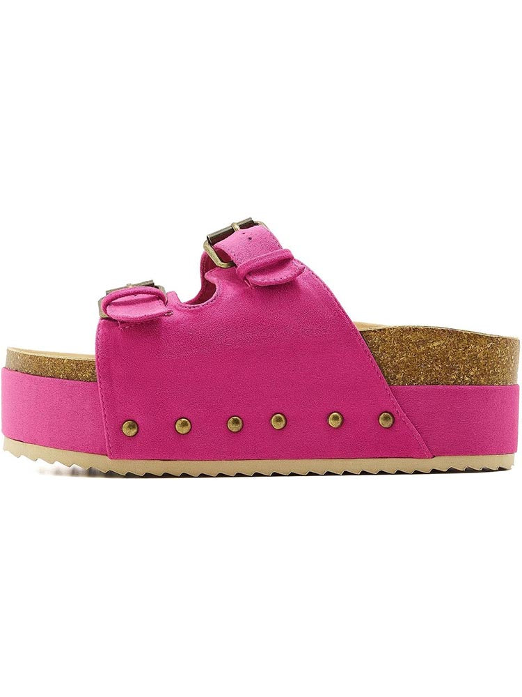 Double Buckle Strap Platform Sandals - Elara Row