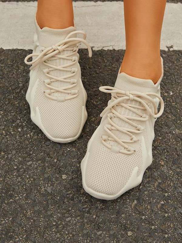 Lace-up Knit Breathable Sneakers - Elara Row