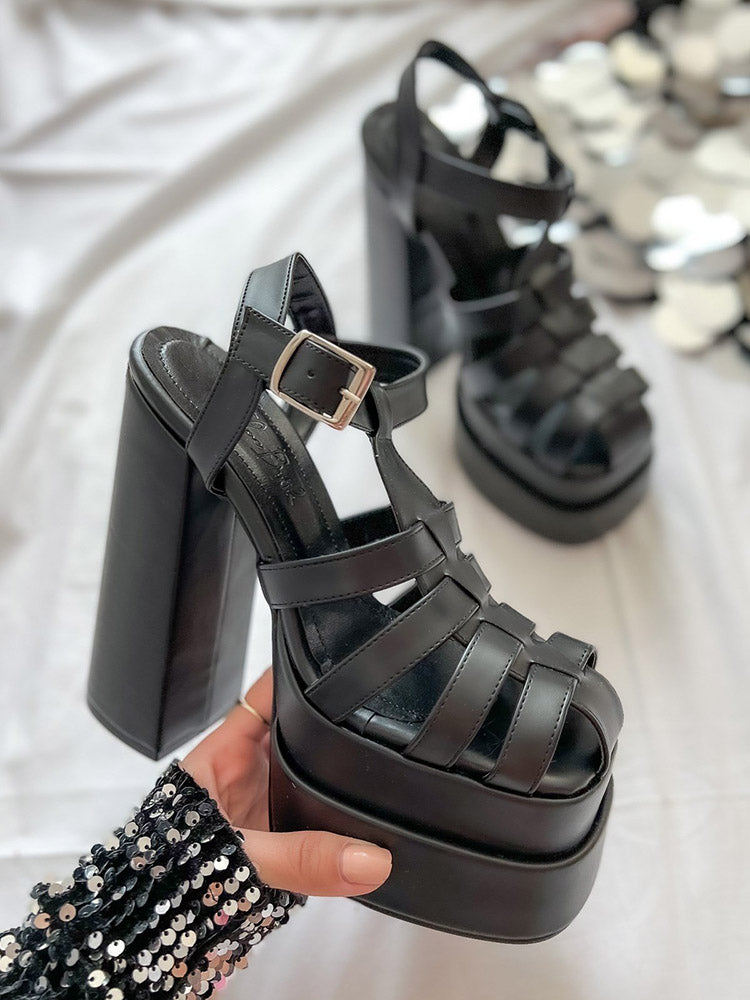 Braid Platform Chunky Heel Sandals - Elara Row