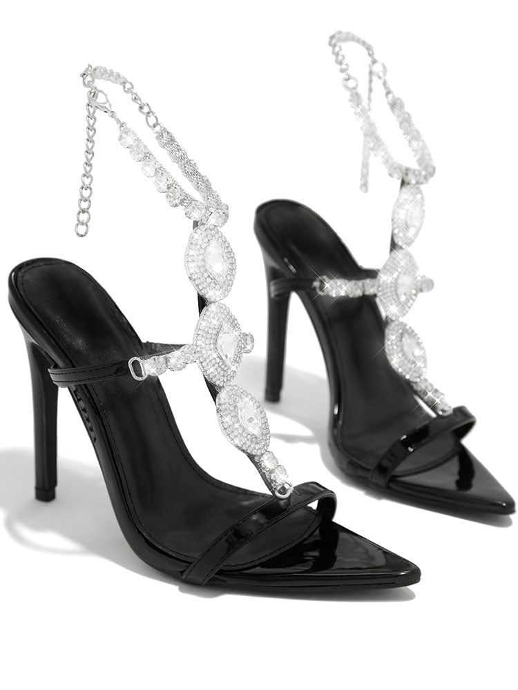 Crystal Pointed Toe Heels - Elara Row
