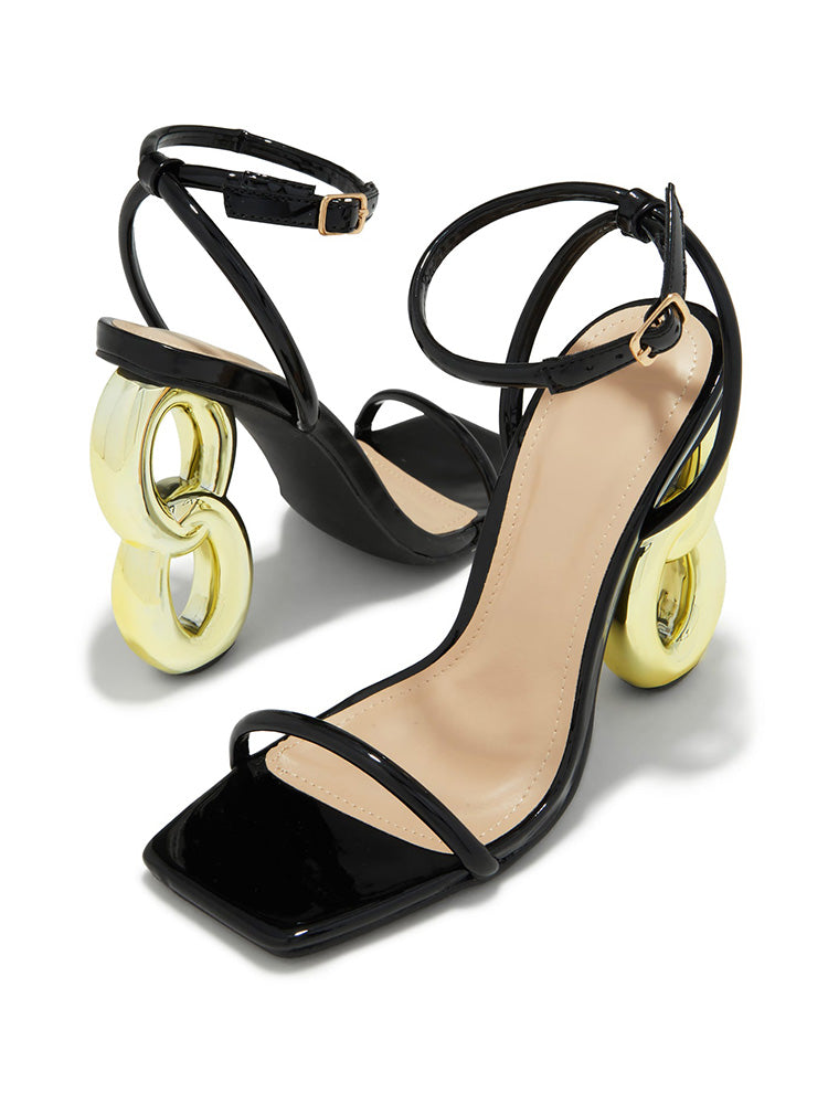 Unique Heel Sandals - Elara Row