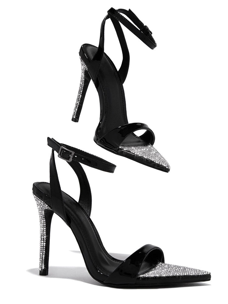 Rhinestone Pointed Toe Heels - Elara Row