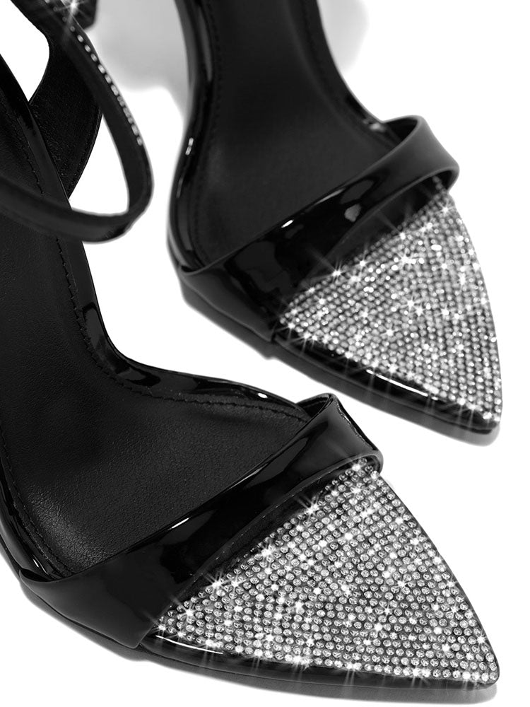 Rhinestone Pointed Toe Heels - Elara Row