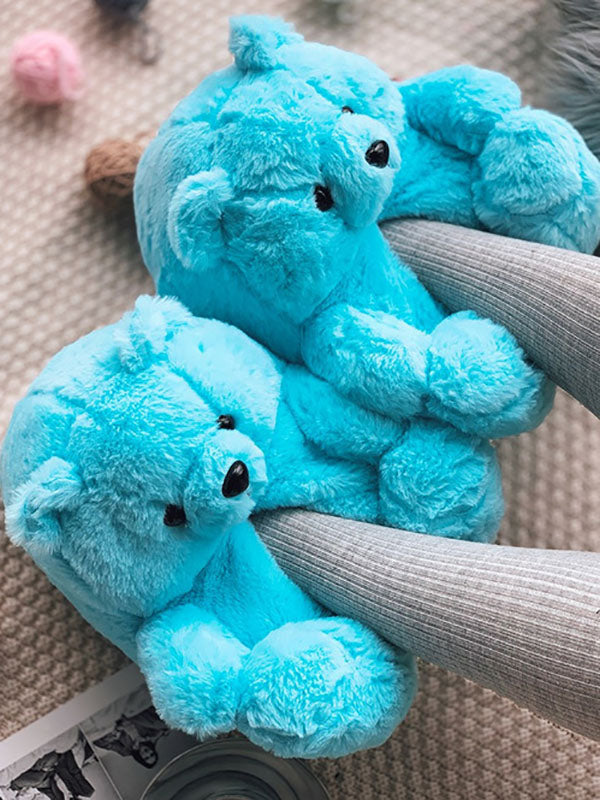 Fluffy Teddy Bear Slippers - Elara Row
