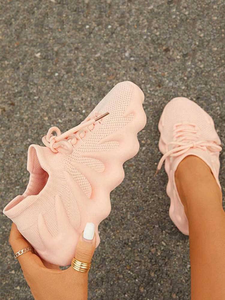 Lace-up Knit Breathable Sneakers - Elara Row