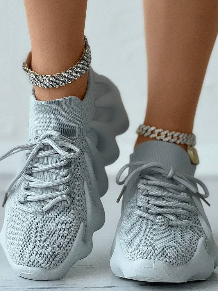 Lace-up Knit Breathable Sneakers - Elara Row