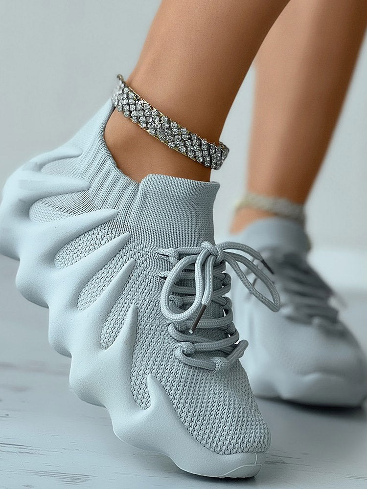 Lace-up Knit Breathable Sneakers - Elara Row