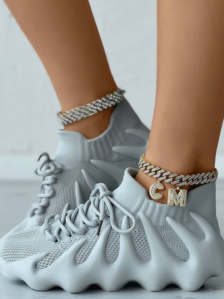 Lace-up Knit Breathable Sneakers - Elara Row