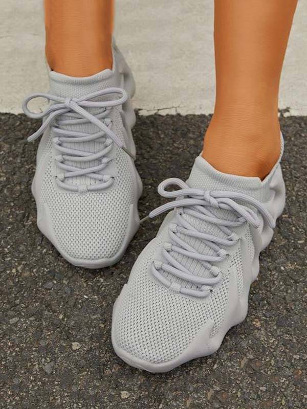 Lace-up Knit Breathable Sneakers - Elara Row