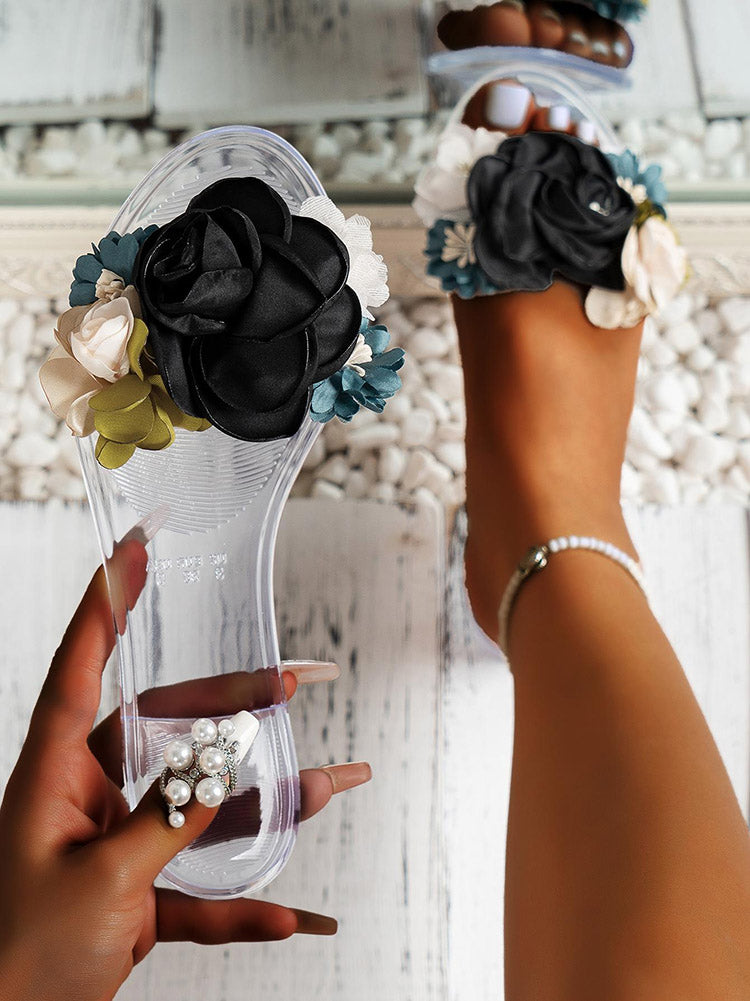 Full Bloom Clear Jelly Sandals - Elara Row