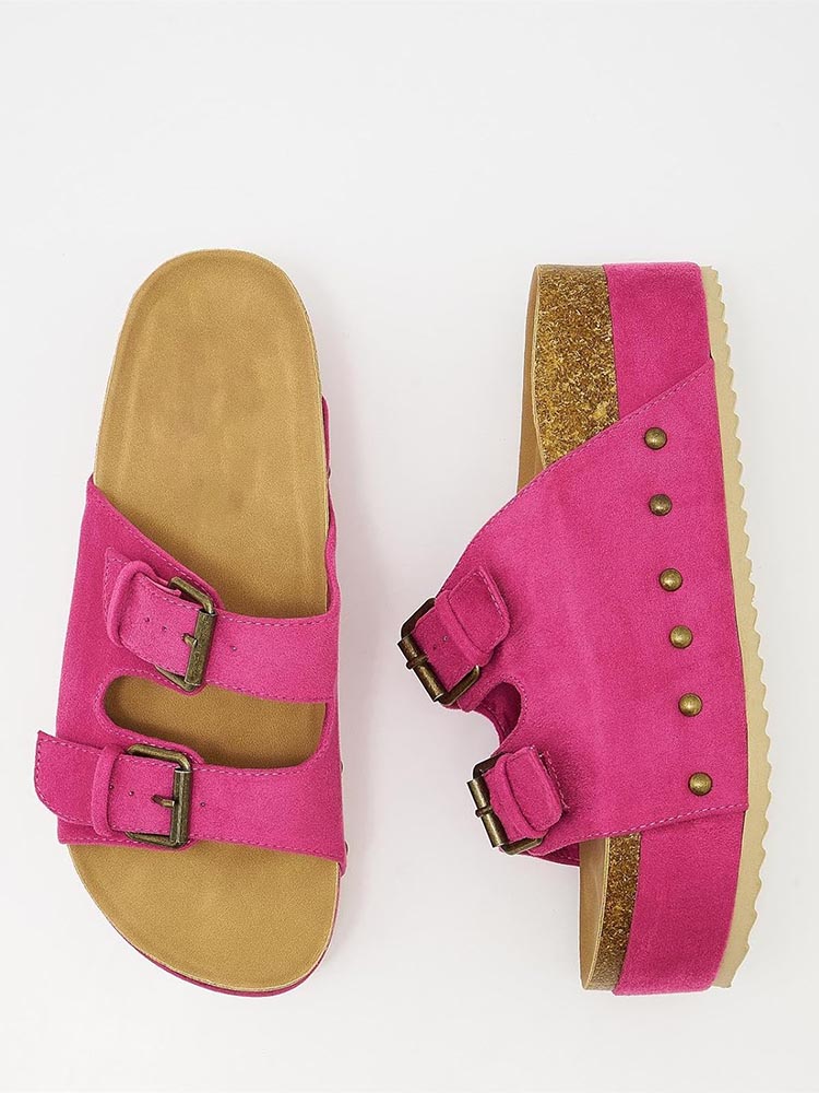 Double Buckle Strap Platform Sandals - Elara Row