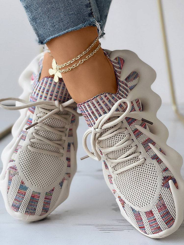 Lace-up Knit Breathable Sneakers - Elara Row
