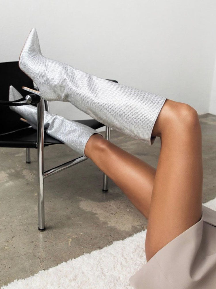 Crystal-Embellished Suede Boots - Elara Row