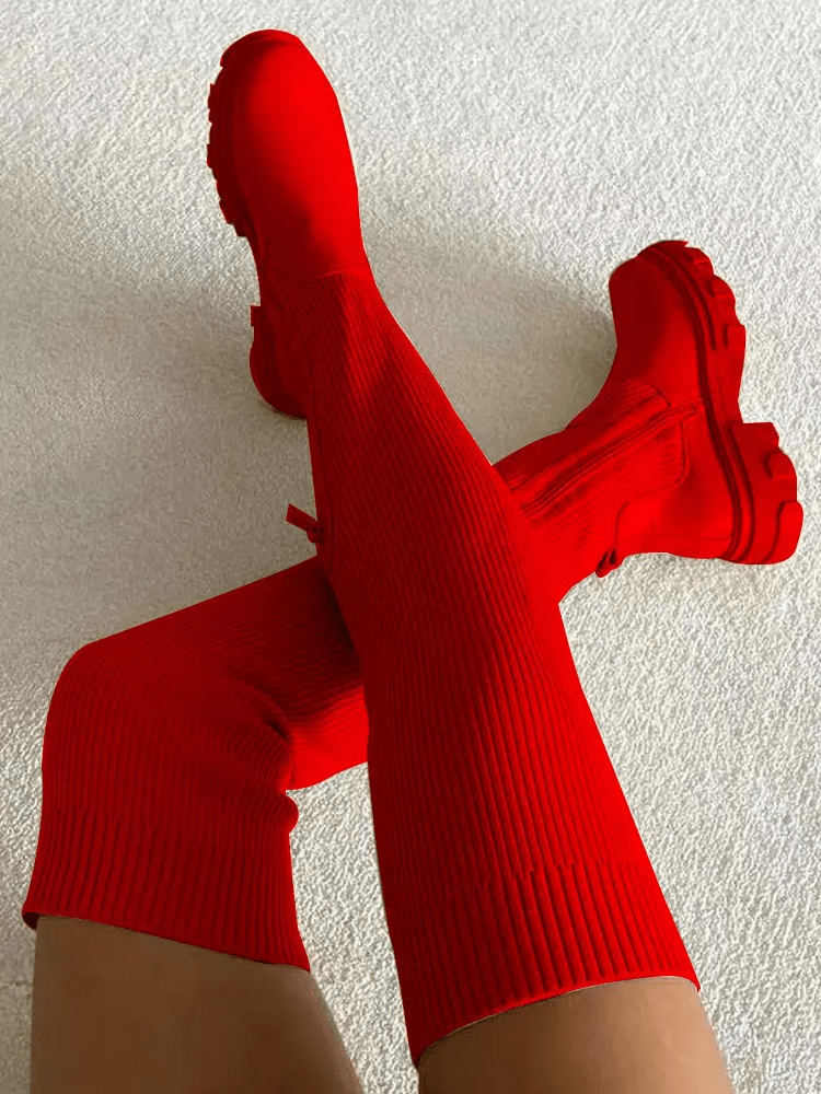 Knitted Over The Knee High Boots - Elara Row