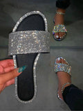 Crystal Glitter Flat Bling Slippers - Elara Row