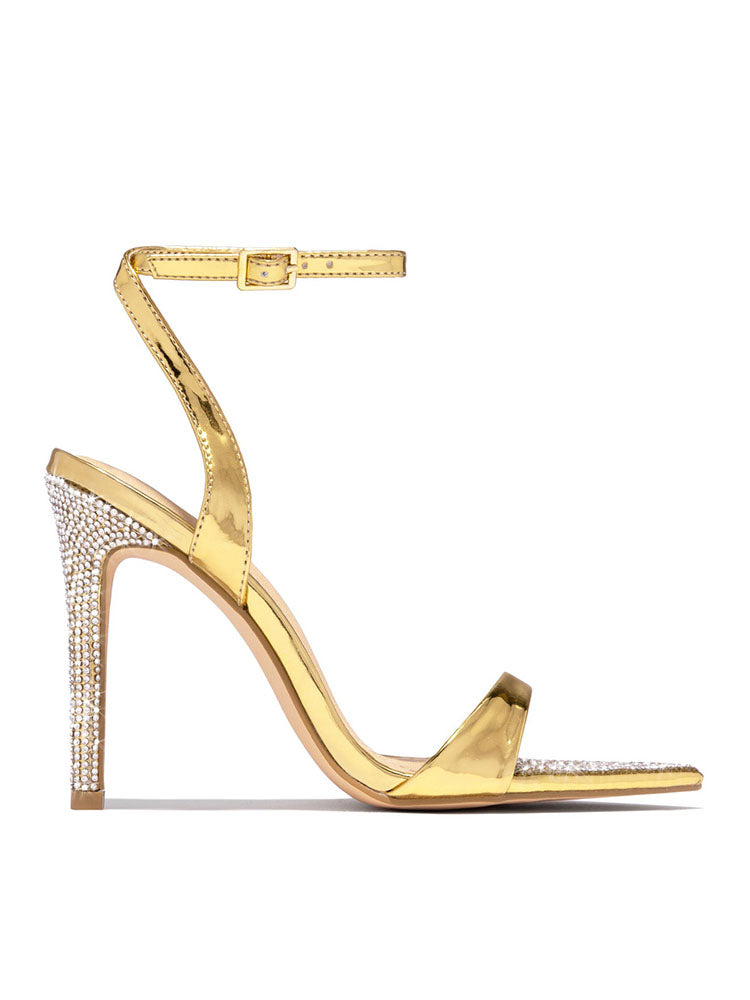 Rhinestone Pointed Toe Heels - Elara Row