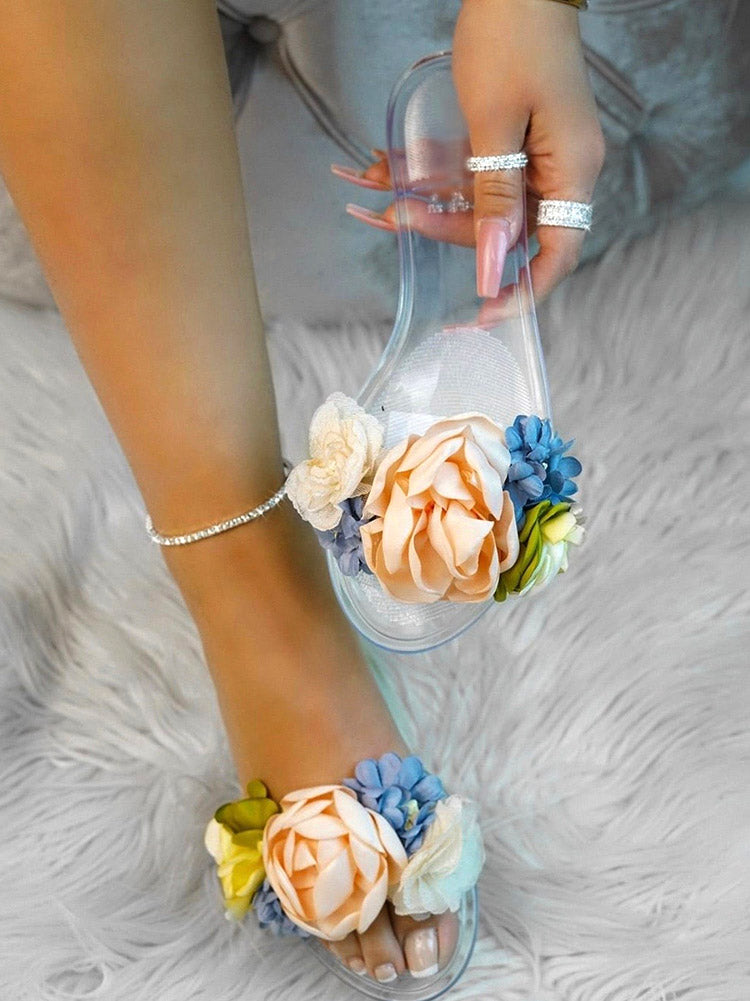 Full Bloom Clear Jelly Sandals - Elara Row