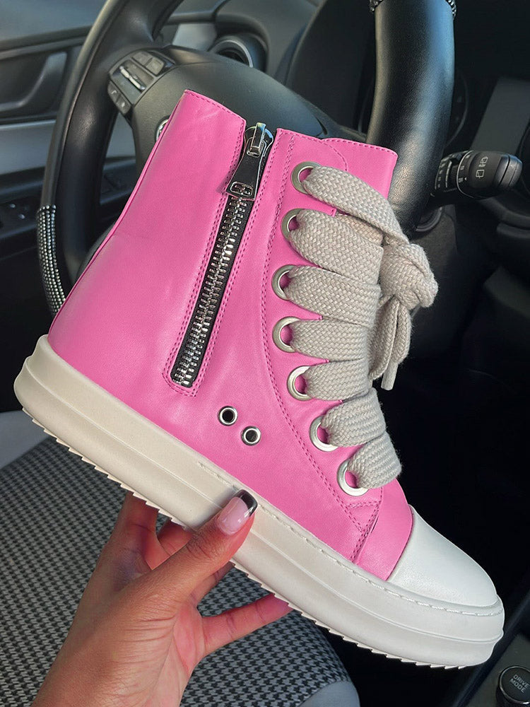 PU High-Top Sneakers - Elara Row