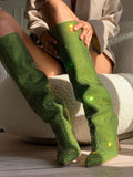 Crystal-Embellished Suede Boots - Elara Row