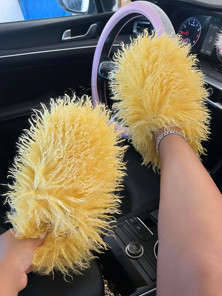 Fluffy Fur Bag & Slides Set