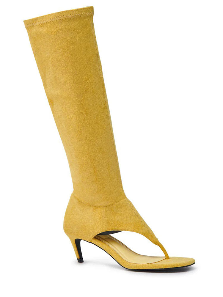 Leather Open Toe Thong Boots