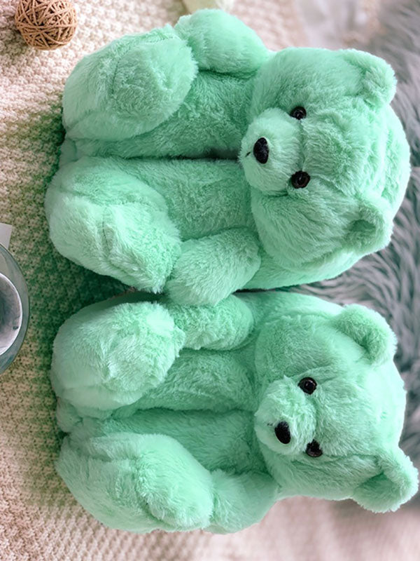 Fluffy Teddy Bear Slippers - Elara Row