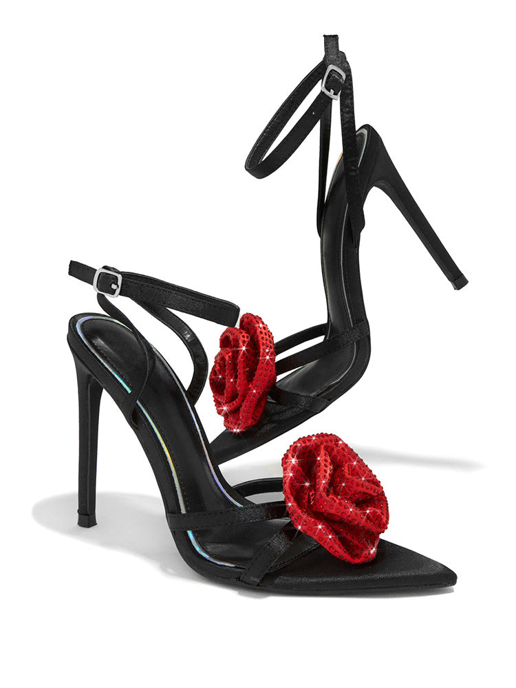 Rhinestone Rose Heels - Elara Row